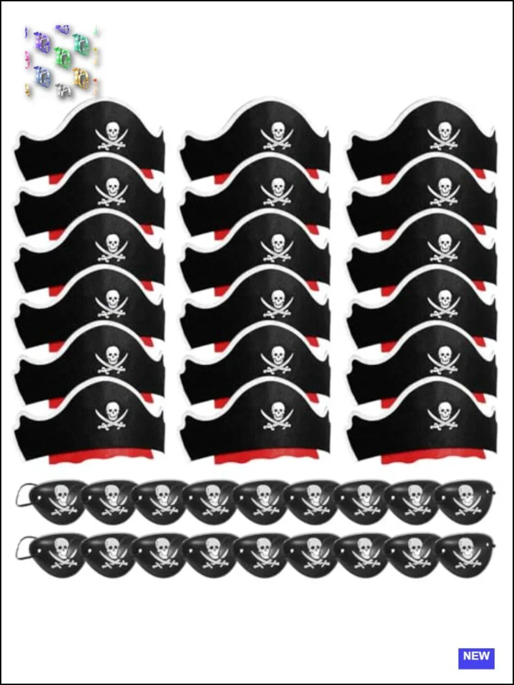 Pirate Hats with Eye Patches, Kids Party Costume Accessories, Set of 36,